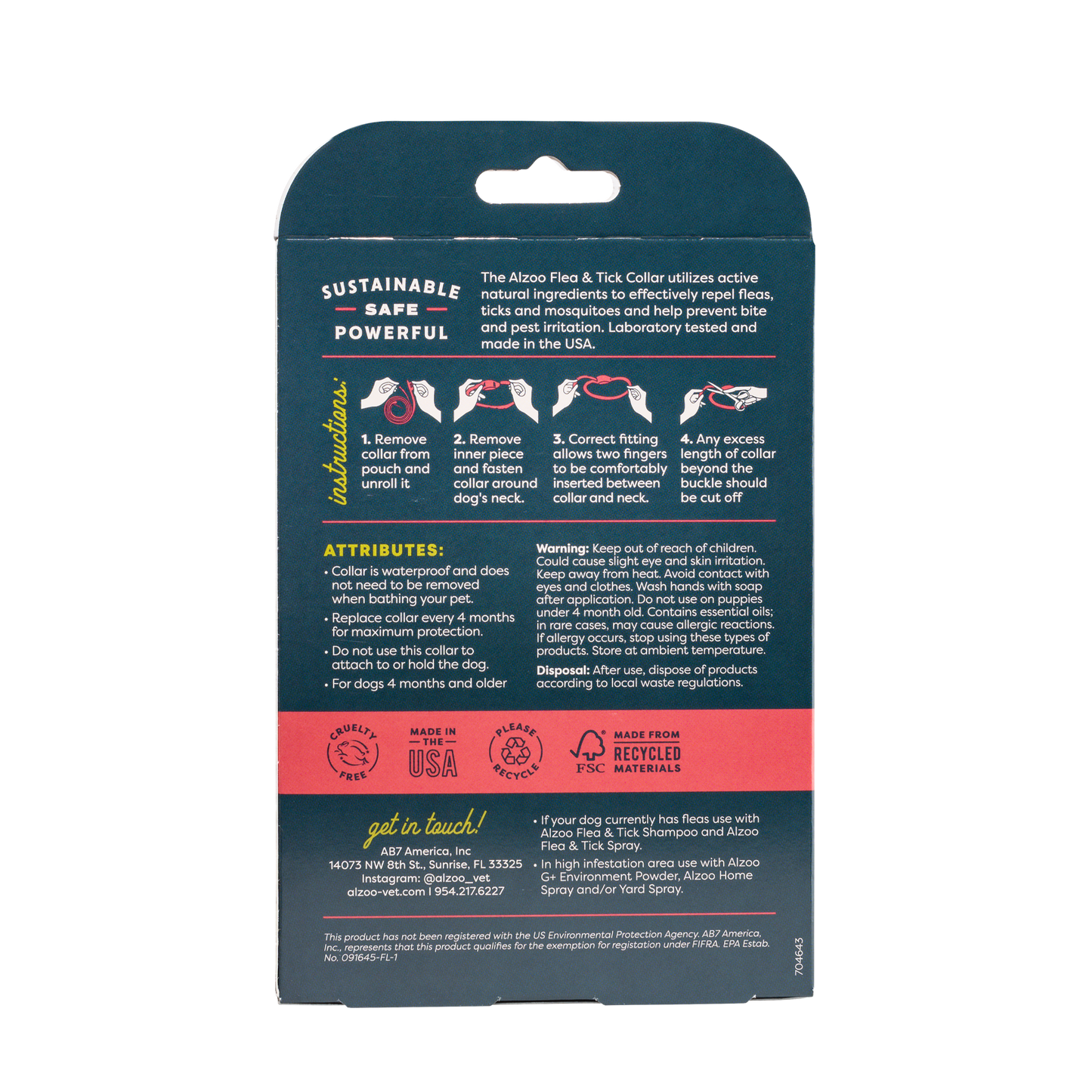 ALZOO PLANT-BASED FLEA & TICK COLLARS FOR LARGE DOGS