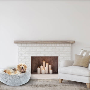 Shaggy Fur Donut Bolster Pet Bed