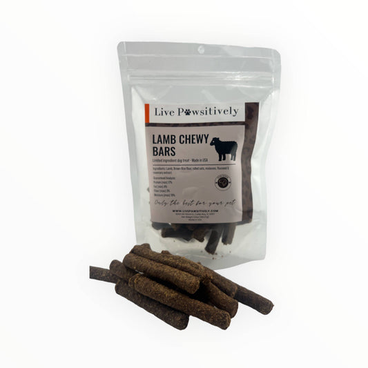 Lamb Chewy Bars, soft limited ingredient dog treat, USA