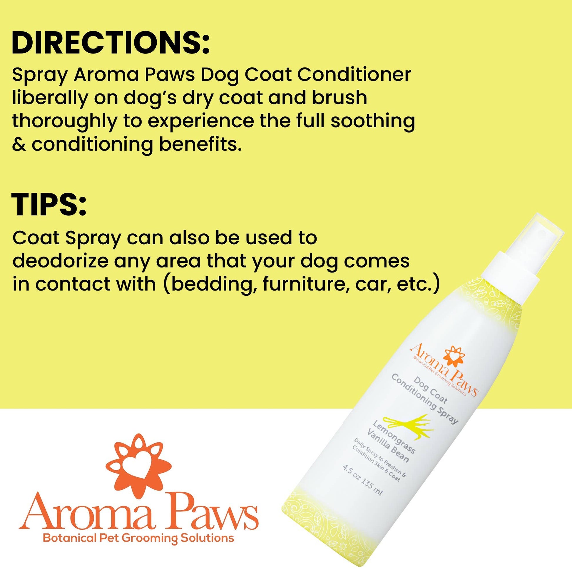Lemongrass Vanilla Bean Dog Coat Spray 4.5oz