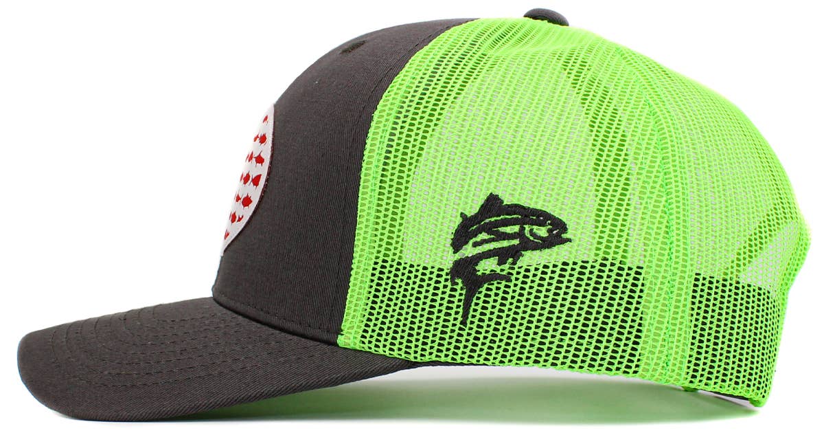 🎣🧢USA Fish Flag Mesh Back Ballcap