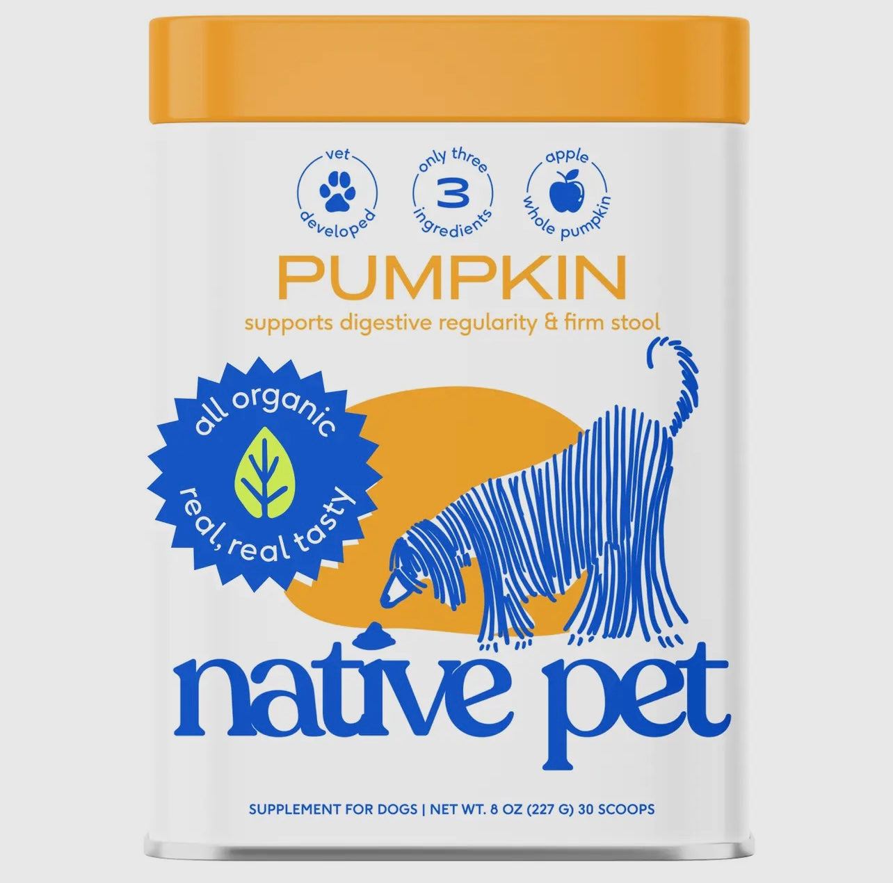 Organic Pumpkin Fiber Powder, Digestive Supplement For Dogs