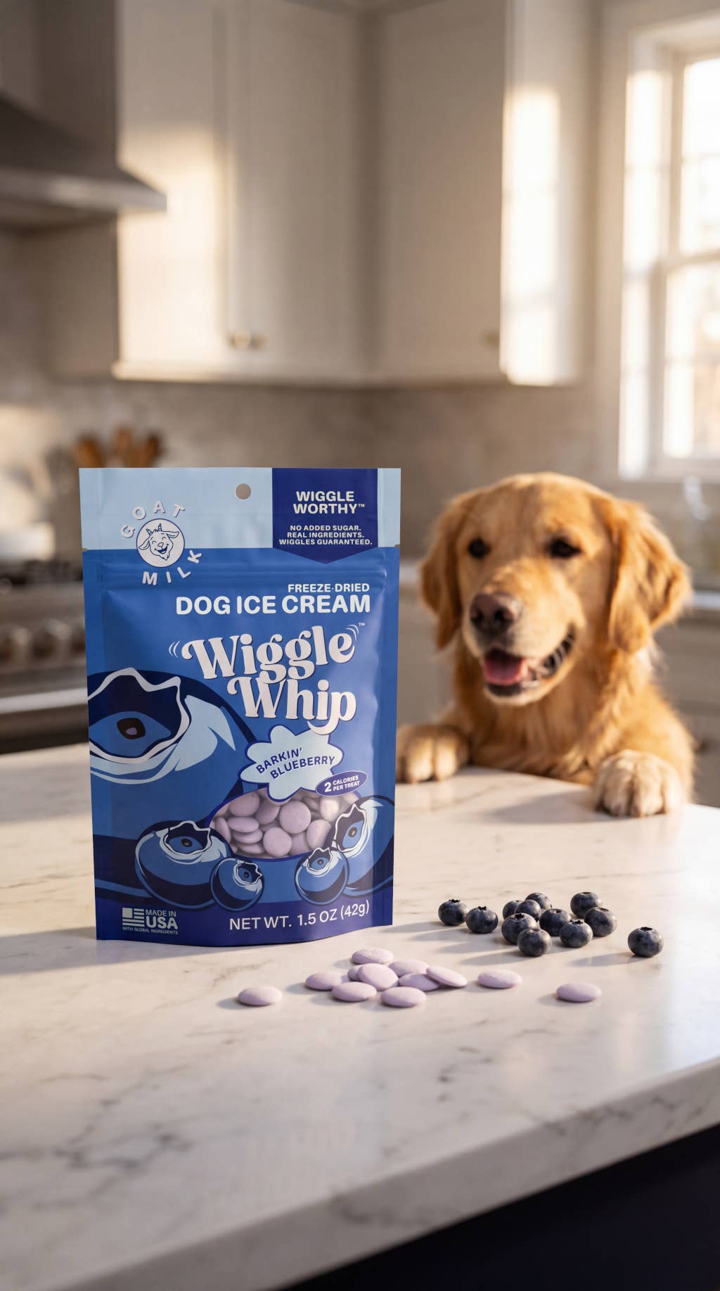 Wiggle Whip Freeze Dried Dog Ice Cream - Barkin' Blueberry