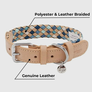 Braided Full Grain Leather Dog Collar