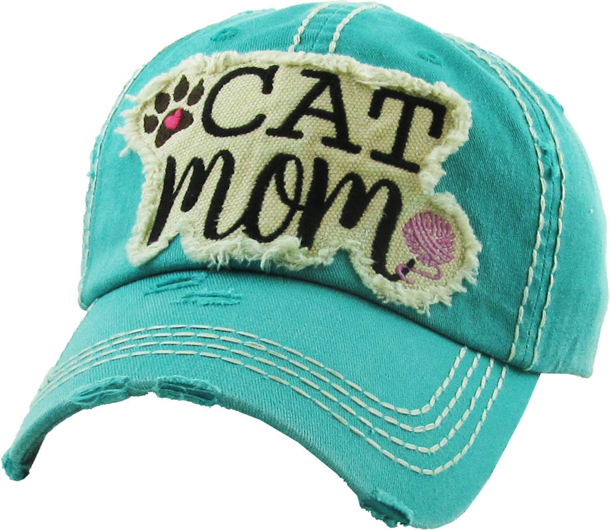 🐈💖🧢CAT MOM Washed Vintage Ball Cap