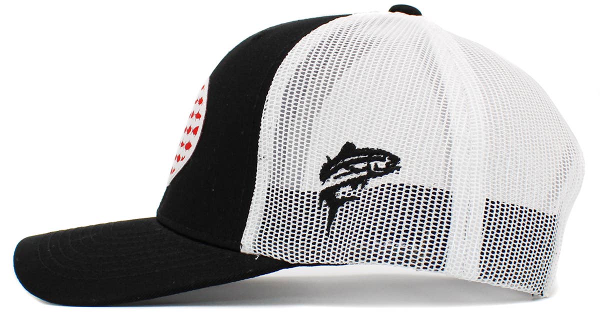 🎣🧢USA Fish Flag Mesh Back Ballcap