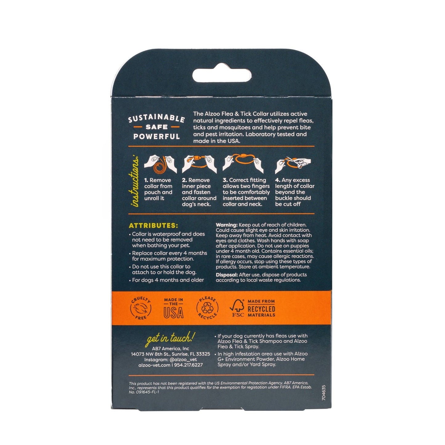 ALZOO PLANT-BASED FLEA & TICK COLLAR FORMEDIUM DOGS