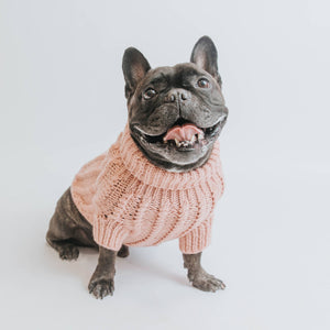 Dog Cable Knit Sweater - Pink
