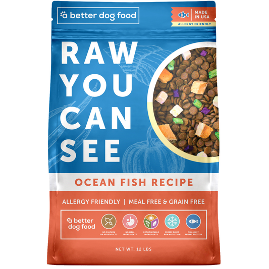 A Better Dog Food Allergy Friendly Ocean Blend - | No Chicken, Only Fish Animal Protein, No Meal Ingredients, Grain Free | Raw You Can See