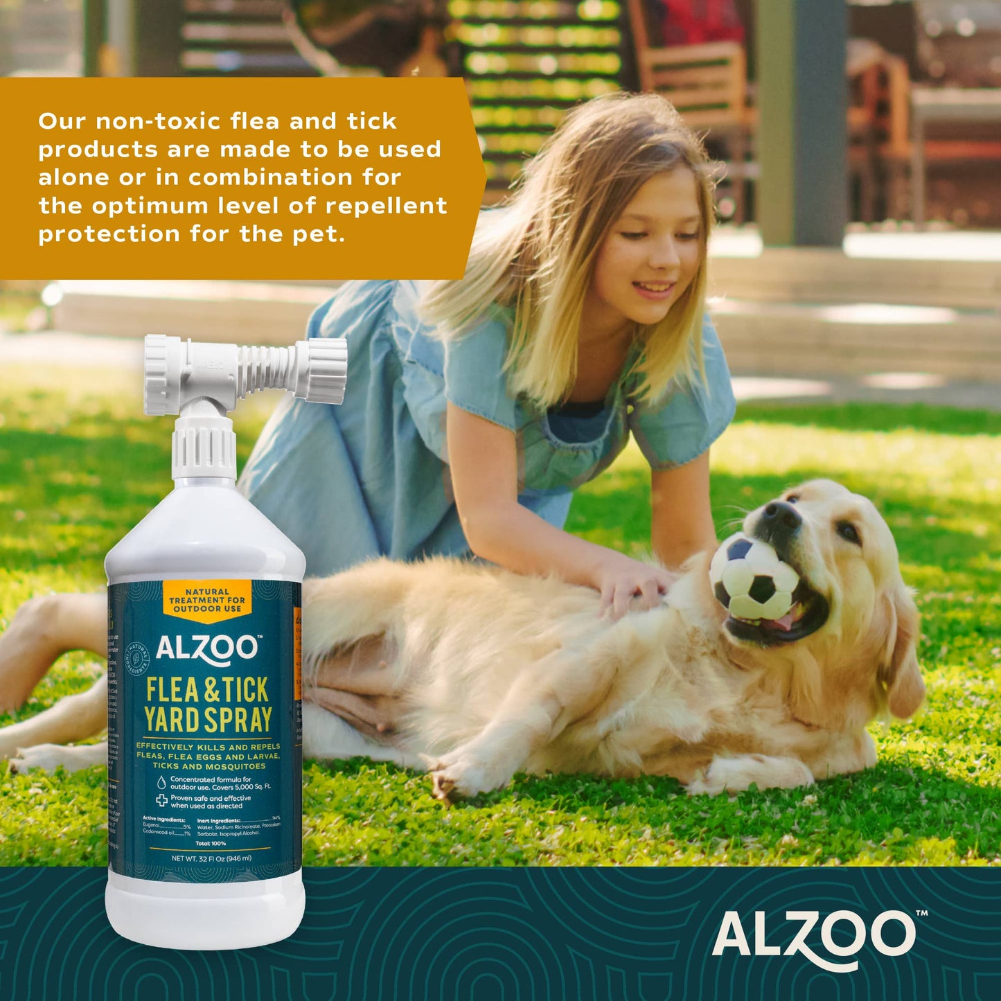 🌿🦟ALZOO Plant-Based Flea & Tick Yard Spray 32oz