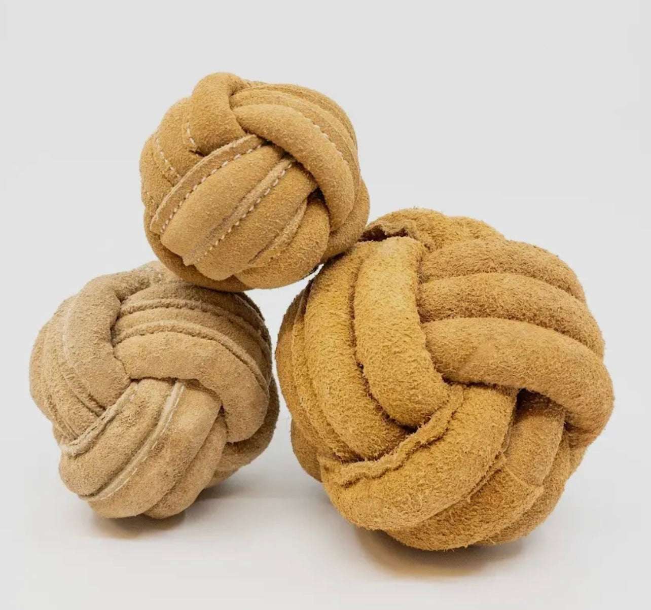 Huggle-Hide® Natural Leather Ball Dog Toy