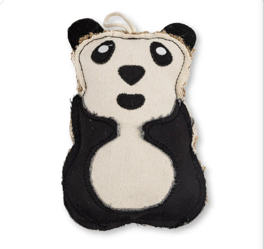 Eco-Friendly Canvas and Jute Panda Dog Toy