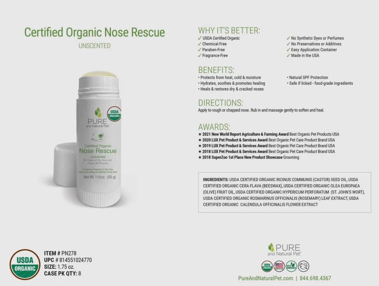 Nose Rescue Moisturizing Balm For Dogs - Organic - Unscented