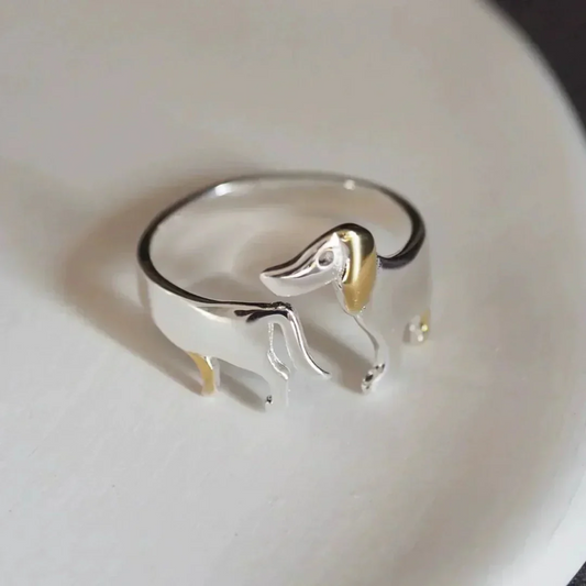 🐾 Dachshund Love Ring – Elegant 925 Silver Adjustable Dog Lover Jewelry 💍
