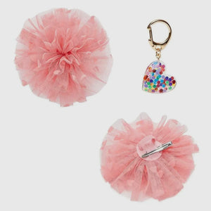 Flower + Heart Pendant Collar Accessory Set