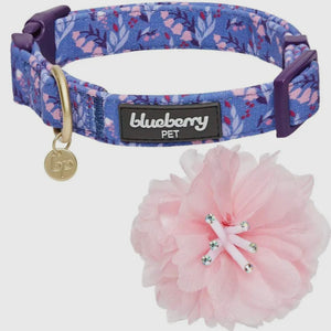 Floral Dog Collar with Detachable Pink Peony