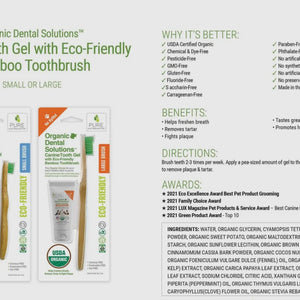 Tooth Gel and Bamboo Toothbrush For Small Dogs - Organic