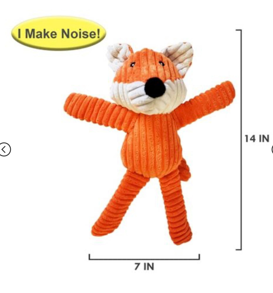 Victor The Fox - Corduroy Squeaker Plush Toy - 12"