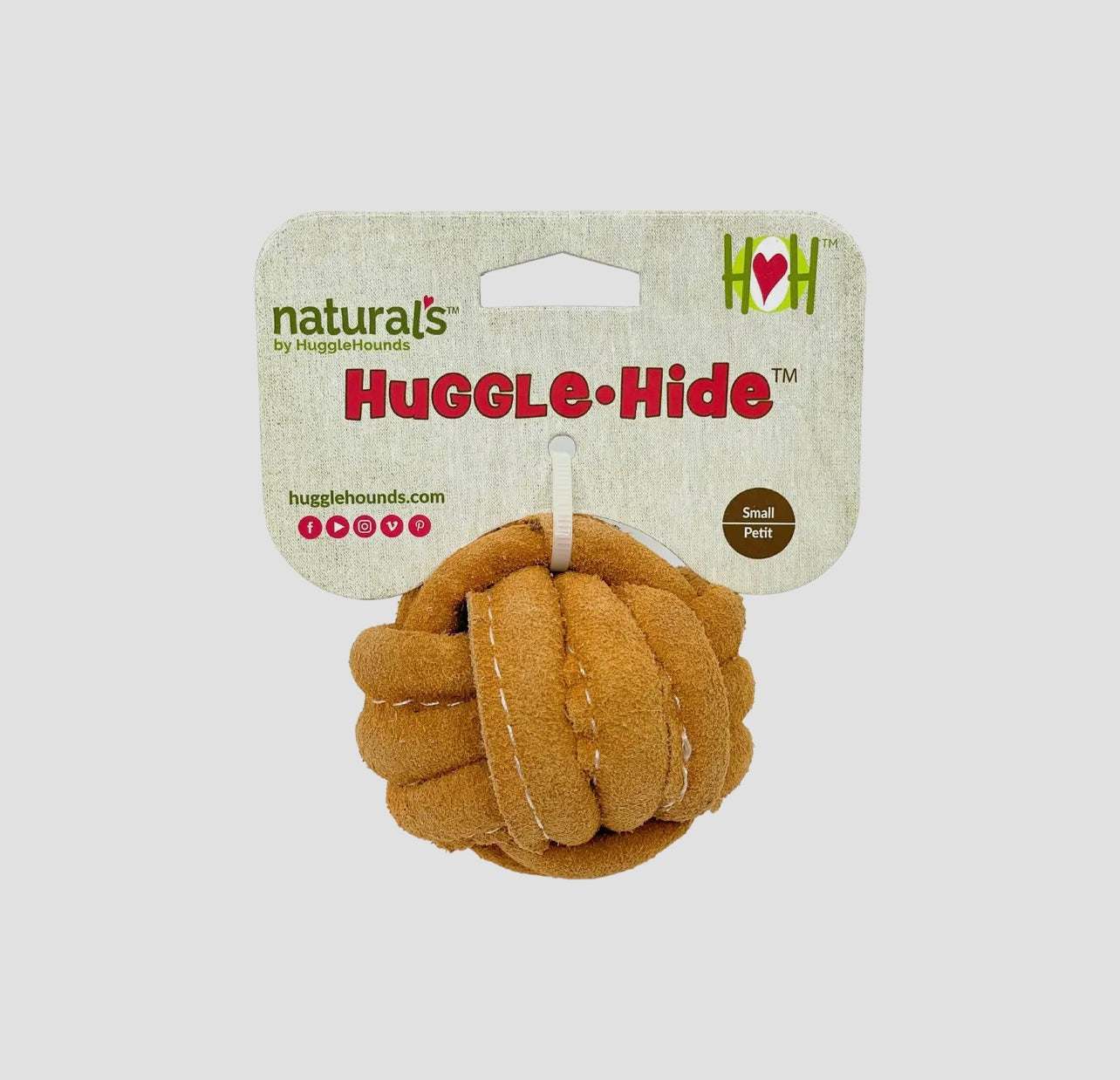 Huggle-Hide® Natural Leather Ball Dog Toy