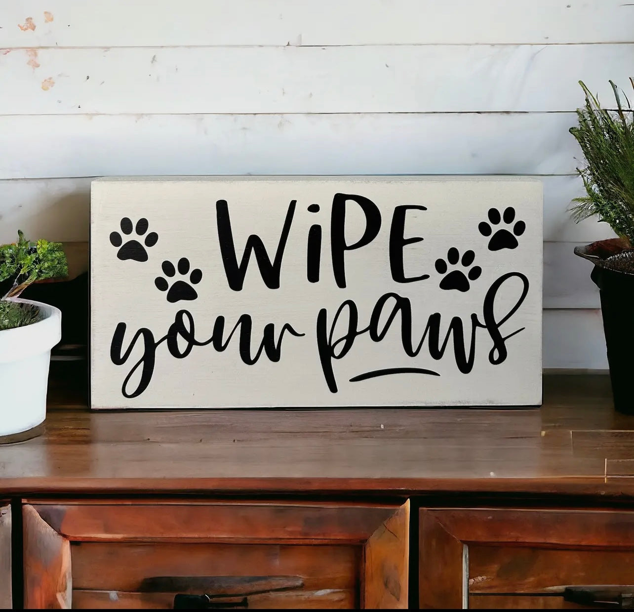 Wipe Your Paws - Rustic Wood Sign