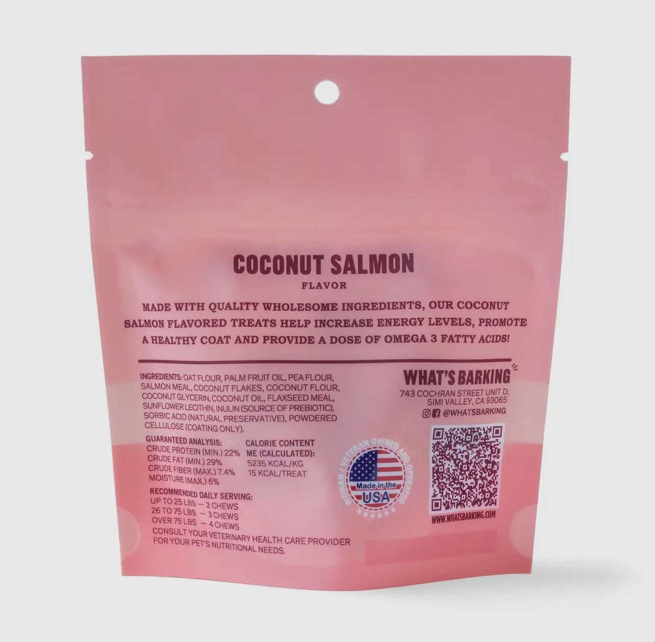 Coconut Salmon Soft Chew Dog Treats,
2.5oz