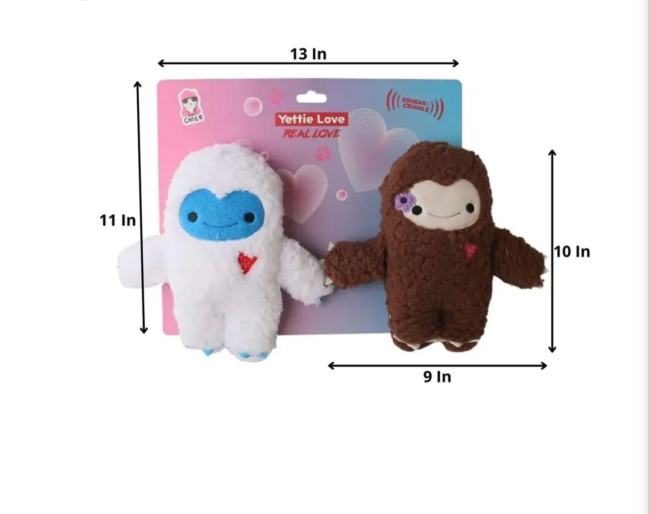 Yettie Love Crinkle and Squeaky Plush Dog Toy Gift Combo