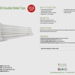 Pet Ear Swabs - 15 Double-Sided Medical Grade Ear Swabs