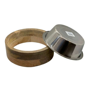 Stainless Steel Dog Bowl with Cylindrical Mango Wood Holder