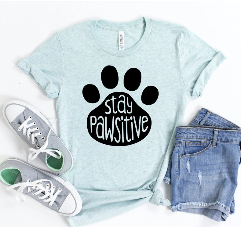 Stay Pawsitive Paw Print t-shirt