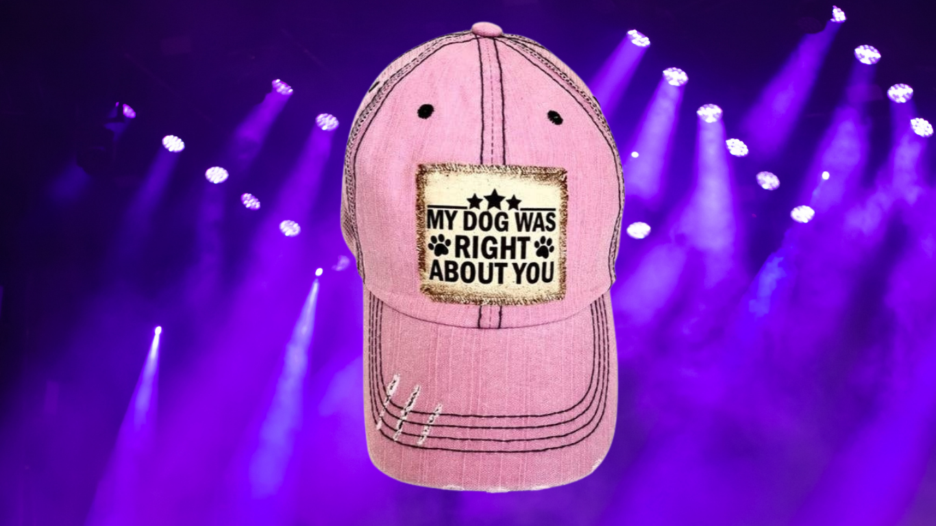 MY DOG WAS RIGHT ABOUT YOU Distressed Trucker Hat – Adjustable Back
