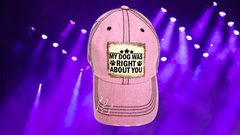 MY DOG WAS RIGHT ABOUT YOU Distressed Trucker Hat – Adjustable Back