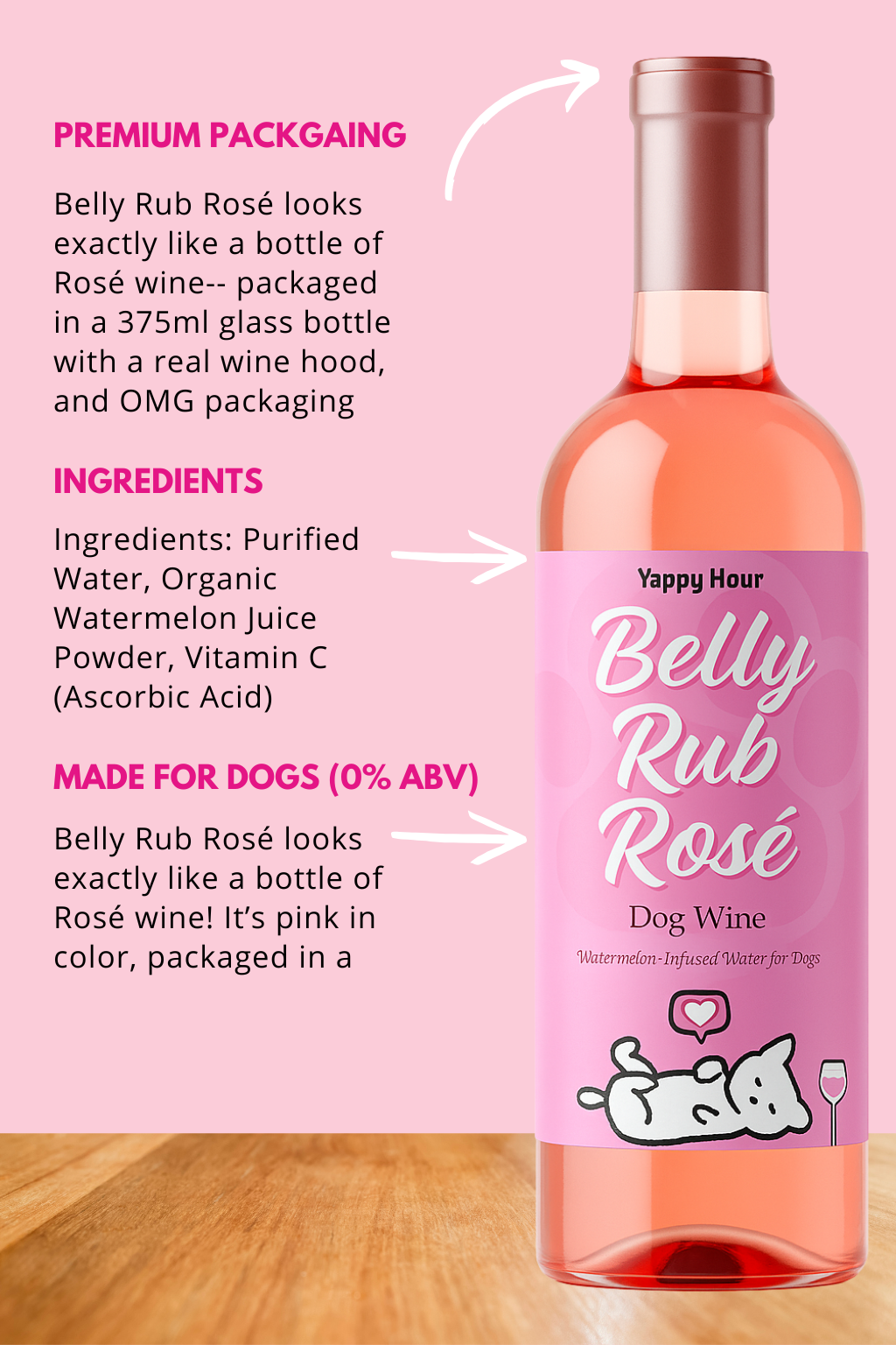 🍉🍷Belly Rub Rosé Dog Wine | Watermelon