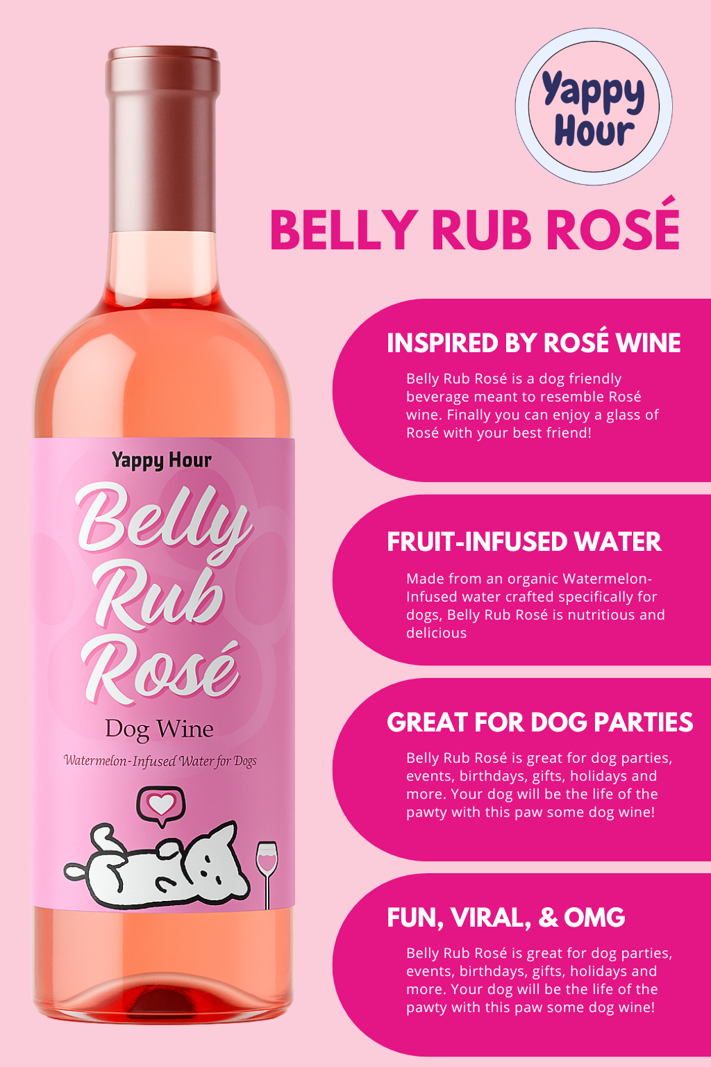 🍉🍷Belly Rub Rosé Dog Wine | Watermelon