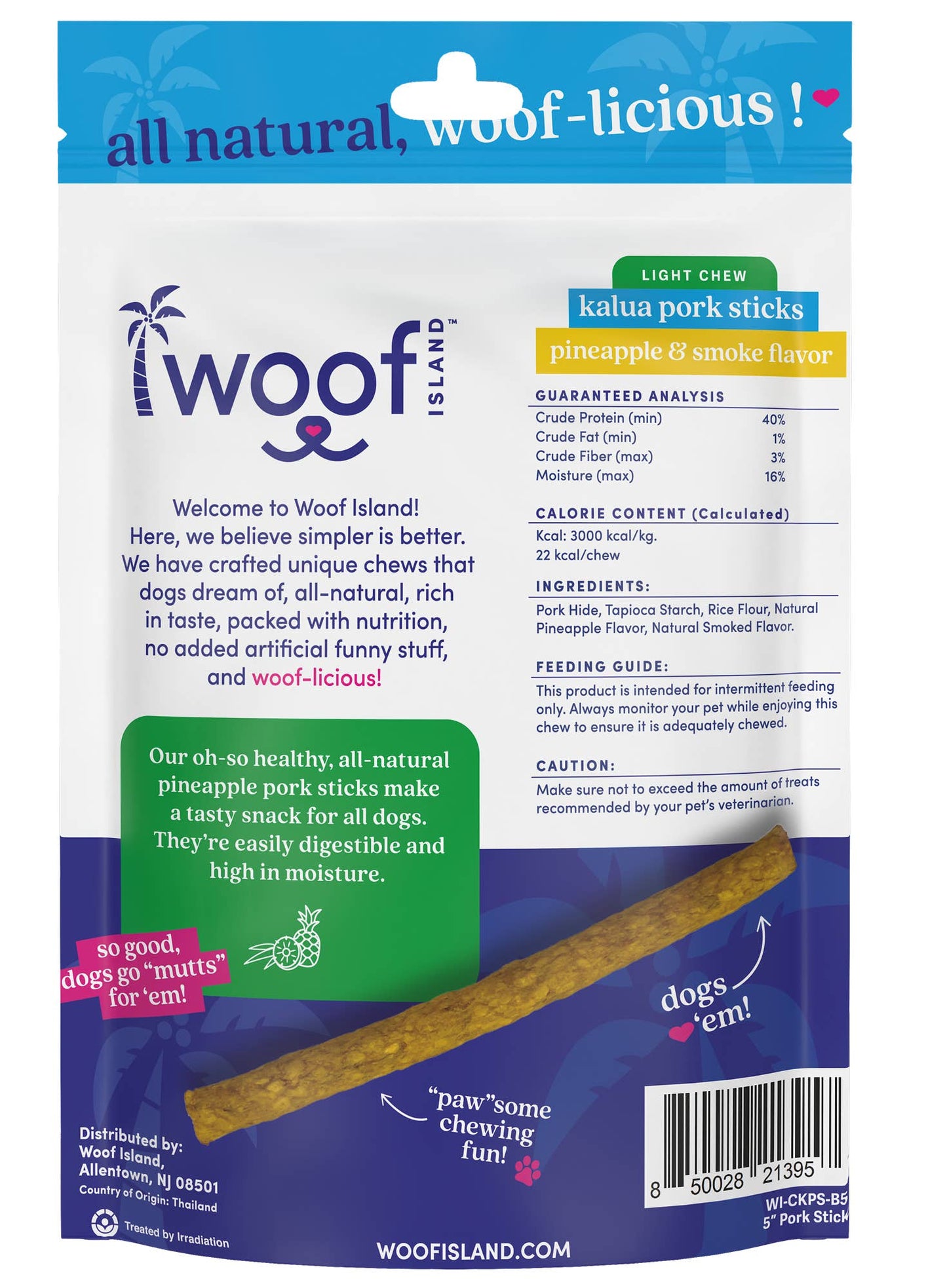 🌺🐷 Woof Island™ Kalua Pork Sticks – Long-Lasting Rawhide-Free Pork Chews for Dogs
