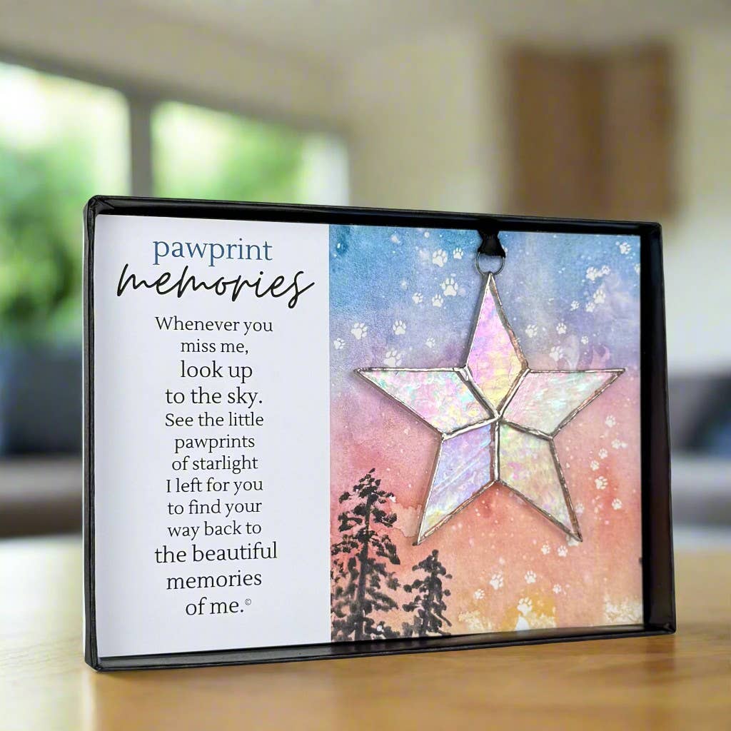 ⭐🐾Pet Loss Gift - Pawprint Memories Stained-Glass Star