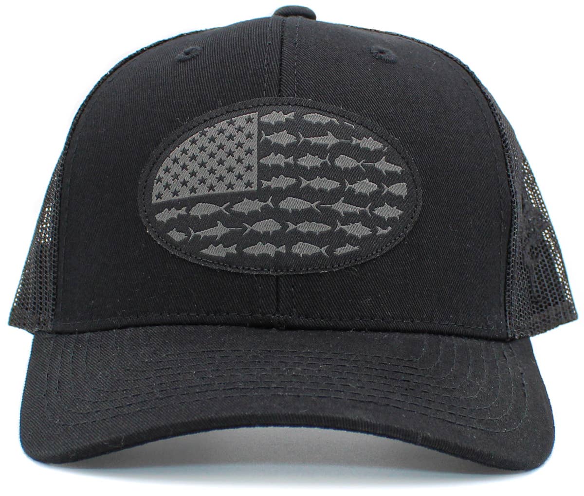 🎣🧢USA Fish Flag Mesh Back Ballcap