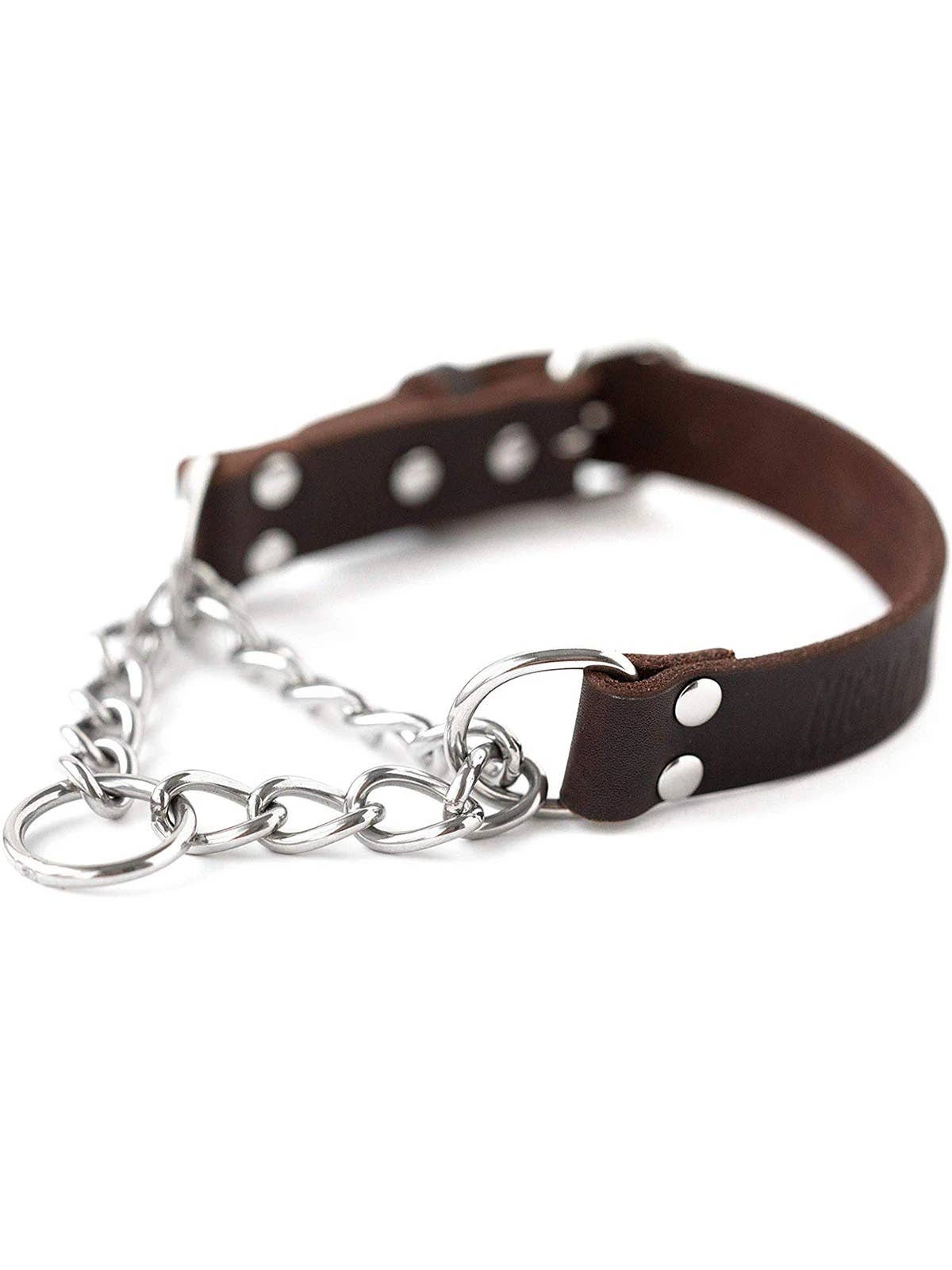 🐕 Martingale Dog Collar – Premium Leather & Stainless Steel Training Collar 🖤✨