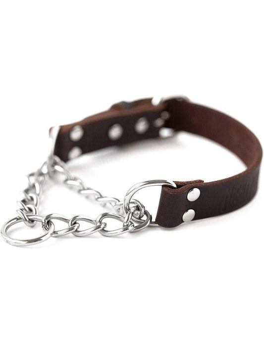 🐕 Martingale Dog Collar – Premium Leather & Stainless Steel Training Collar 🖤✨