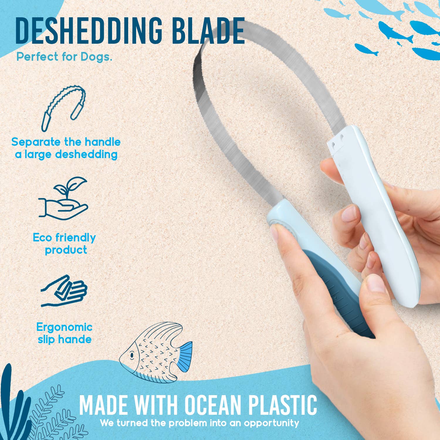 Ocean Plastic Pet Deshedding Grooming Tool