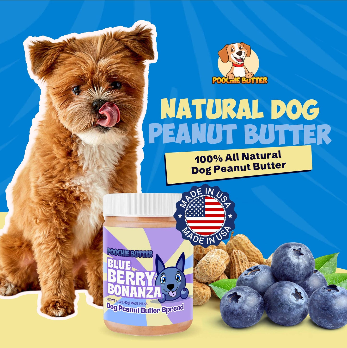 🥜🐾 All-Natural Peanut Butter for Dogs (12oz) – Calming, Clean & Tail-Wagging Good
