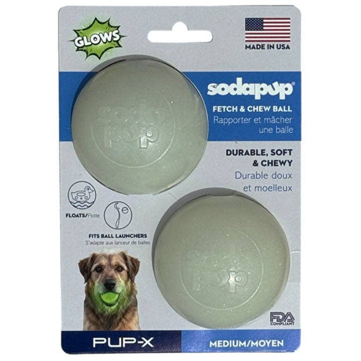 ✨🐶SodaPup Glow in the Dark Glitter Ball 2-Pack – Soft Fetch & Treat Dispensing Dog Toys