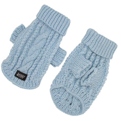 Dog Cable Knit Sweater - Light Blue