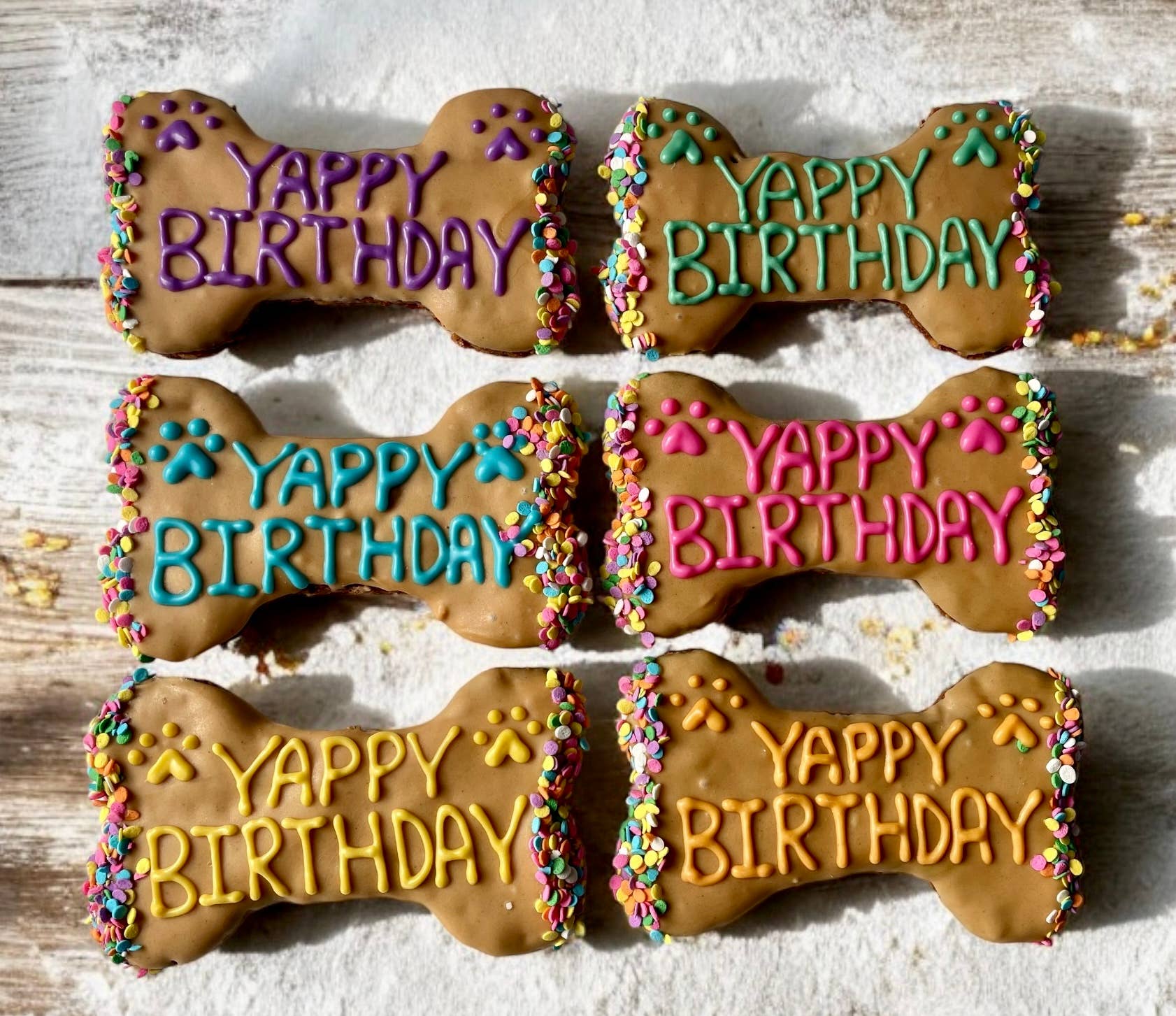 6 inch PB Confetti Yappy Birthday Bone dog treat
