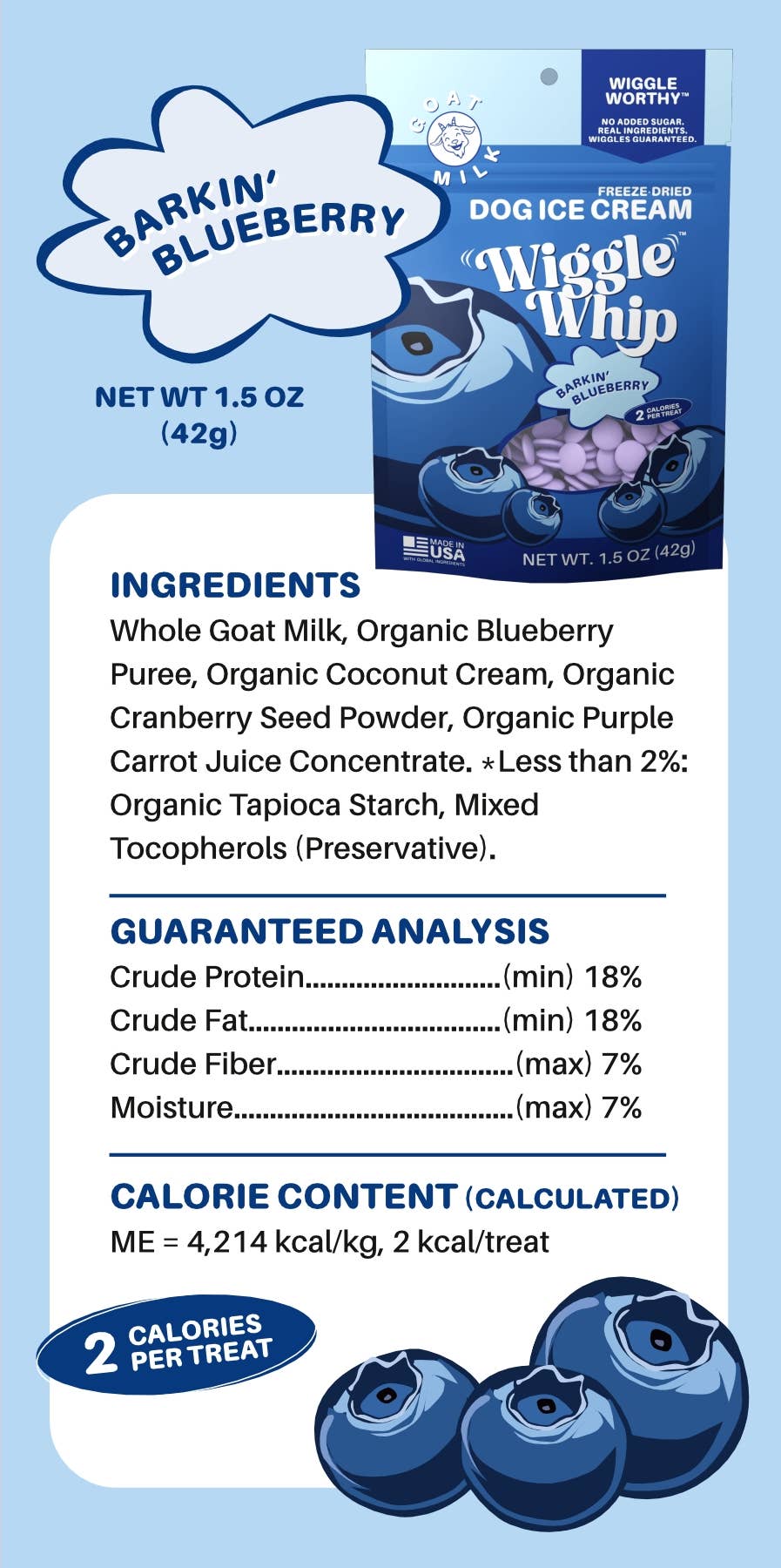 Wiggle Whip Freeze Dried Dog Ice Cream - Barkin' Blueberry
