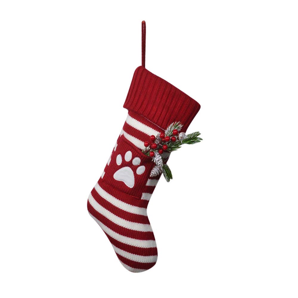 🎄🐾Knit Christmas Pet Stocking Gift Bag