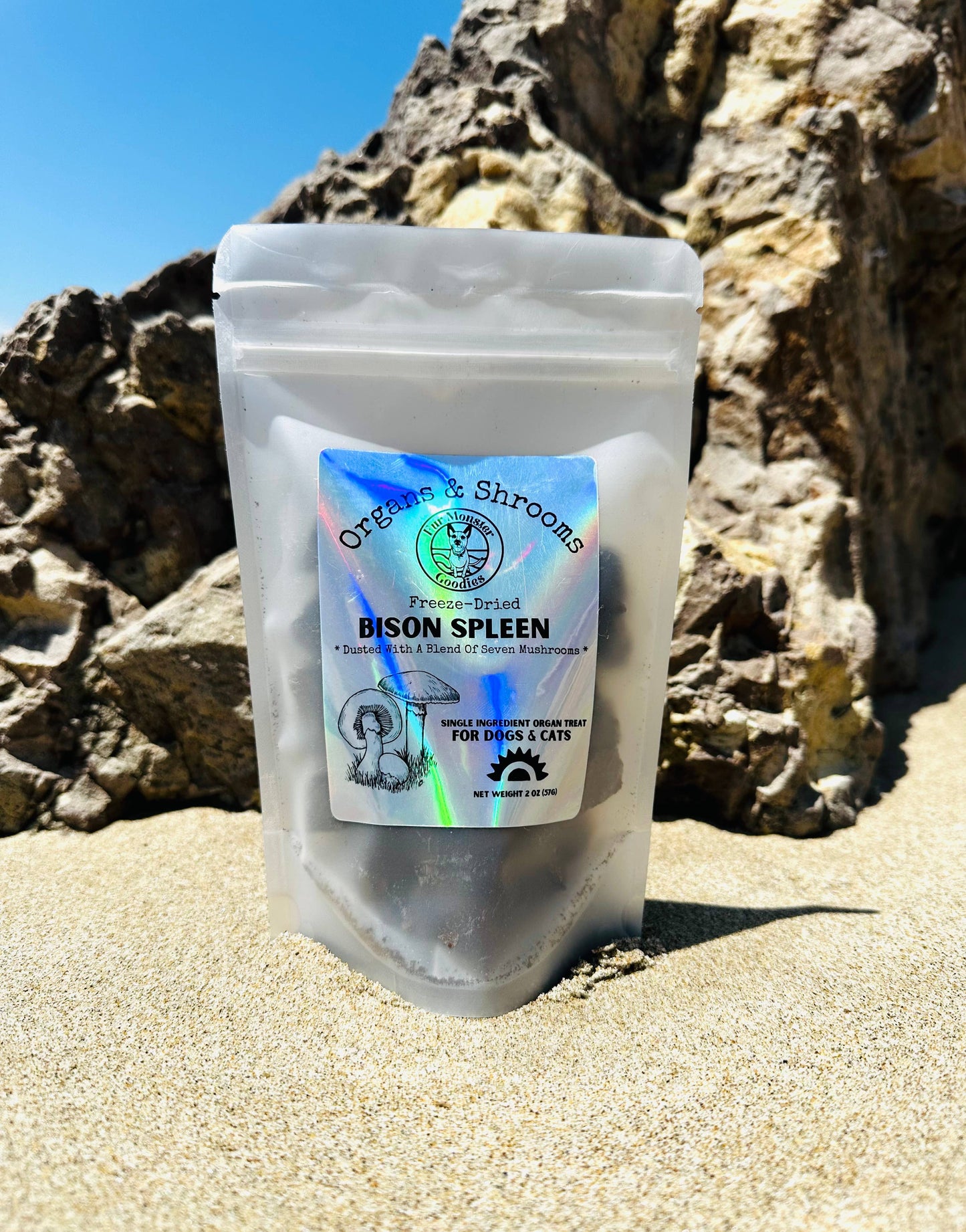 🍄🦬 Organs & Shrooms™ Collection – Grass-Fed Bison Spleen with Organic Mushroom Blend for Dogs & Cats