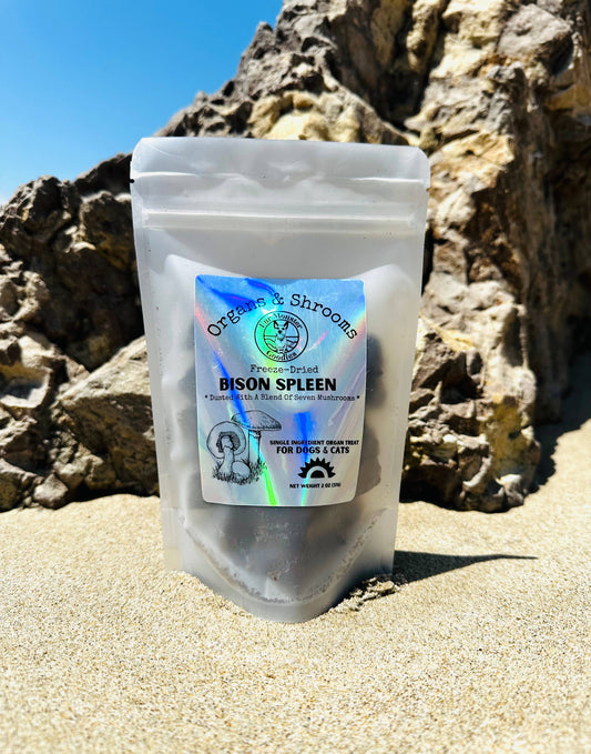 🍄🦬 Organs & Shrooms™ Collection – Grass-Fed Bison Spleen with Organic Mushroom Blend for Dogs & Cats