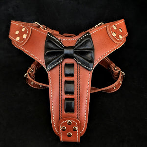 🎩 Bestia “Bowtie” Leather Harness – Luxury Comfort & Style for Distinguished Dogs