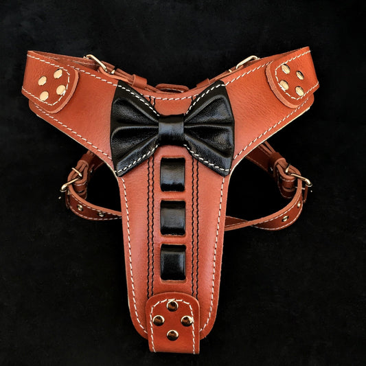 🎩 Bestia “Bowtie” Leather Harness – Luxury Comfort & Style for Distinguished Dogs