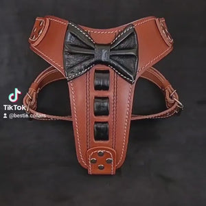 🎩 Bestia “Bowtie” Leather Harness – Luxury Comfort & Style for Distinguished Dogs